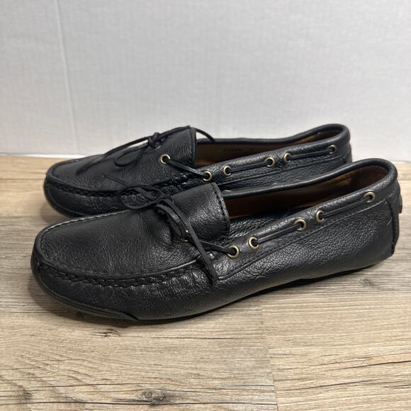 Minnetonka Men\'s Moccasin Loafer Driving Shoes DeerSkin Leather Black Size 8 main image 8
